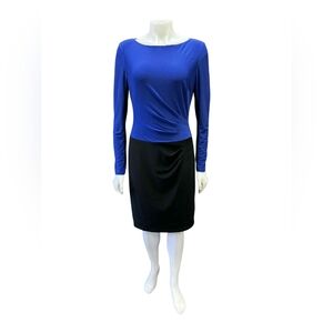 Lauren Ralph Lauren Dress Black/Blue Longsleeve Size 6 EUC